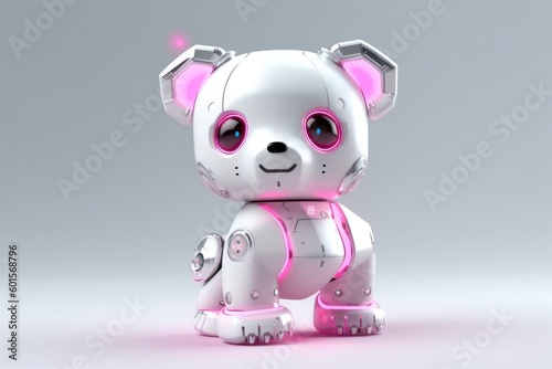 Bear Grey Background Cybernetic Robot Toy With Copy Space Generative AI