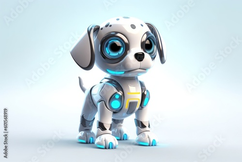 Dog Grey Background Cyber Robot Toy With Copy Space Generative AI