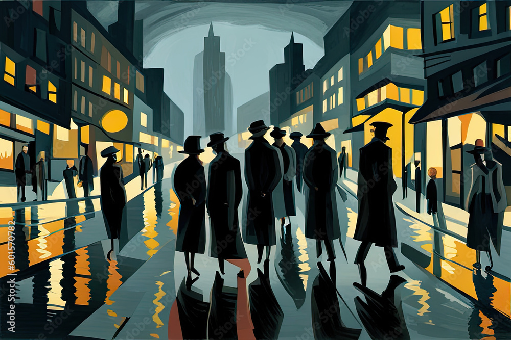 Obraz premium a day in the town in a Expressionist Art, generative ai