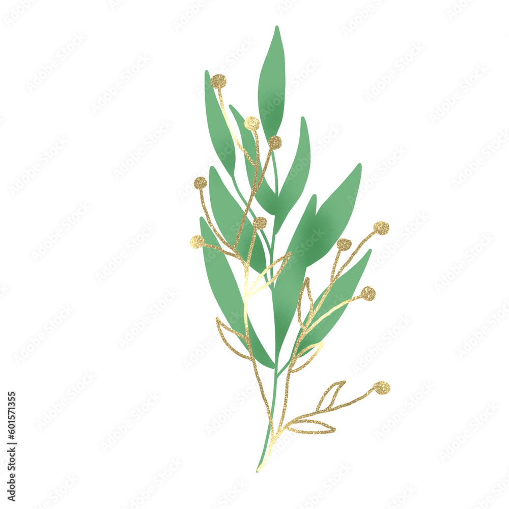 Fototapeta premium hand drawn wedding floral gold