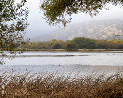 Lake at Lagoon Valley Park in Vacaville, California, USA, in the Autumn with plenty of copy space