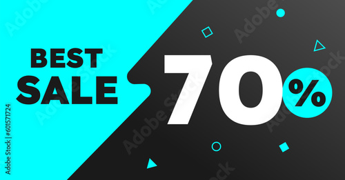 70 percent best sale banner black light blue neon