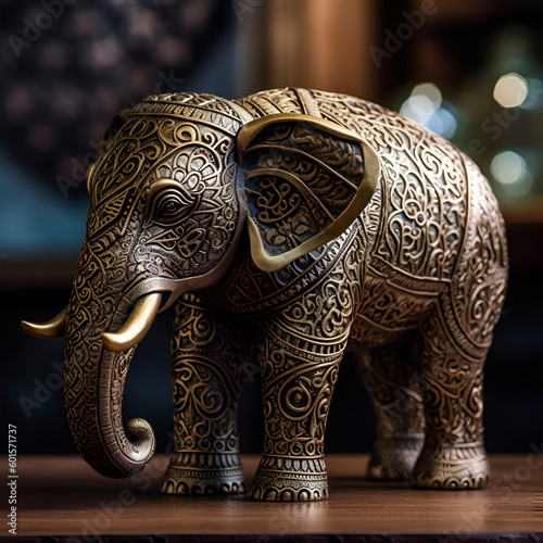 elephant sculpture created from bronze with intricate carving techniques