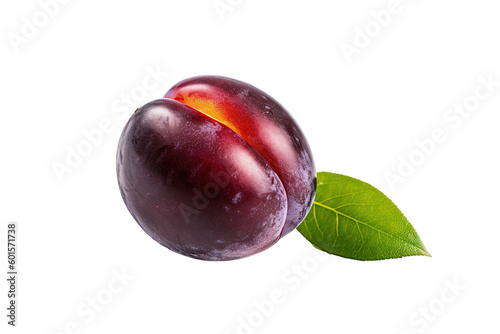 plums with leaves isolated PNG