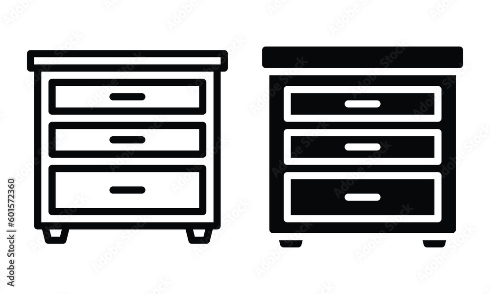 Drawer icon with outline and glyph style. Drawer icon with outline and glyph style.
