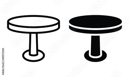 Round table icon with outline and glyph style.