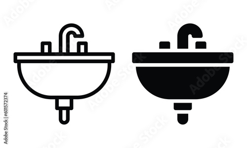 Washbasin icon with outline and glyph style.