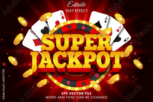 Super jackpot 3d vector text effect