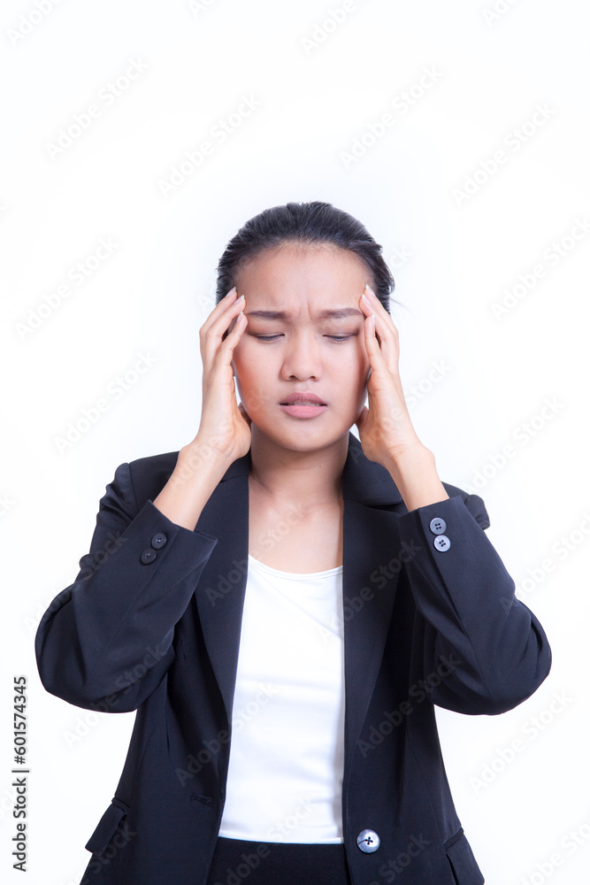 business woman hold a tablet on white background business woman hold a tablet on white background