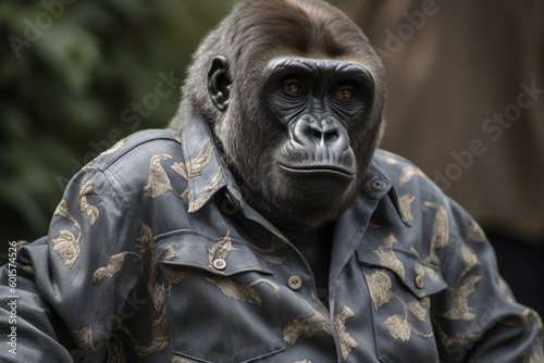 gorilla tail wearing clothes