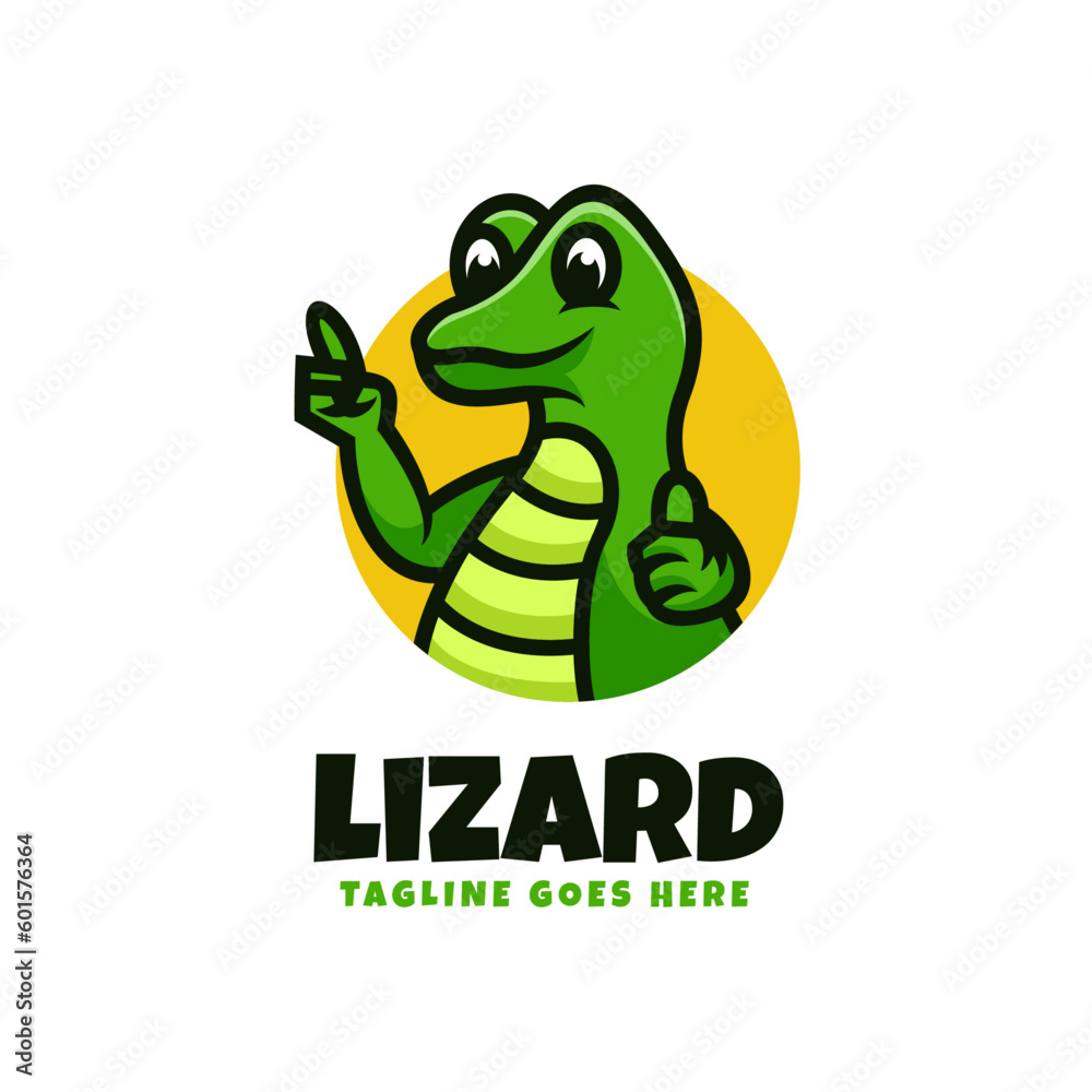 Vector Logo Illustration Lizard Mascot Cartoon Style.