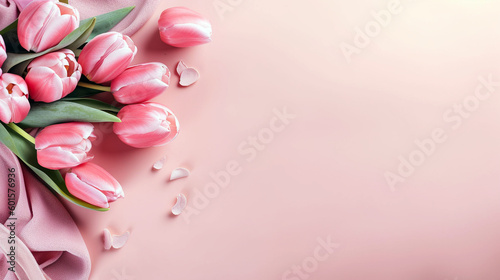 pink tulip background, illustration, generative ai