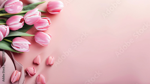 pink tulip background, illustration, generative ai