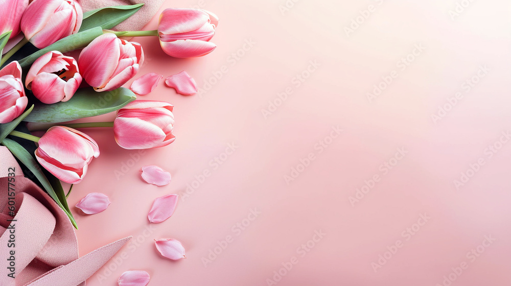 pink tulip background, illustration, generative ai