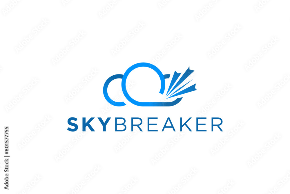 Cloud breaker logo design modern tehcnology icon symbol 