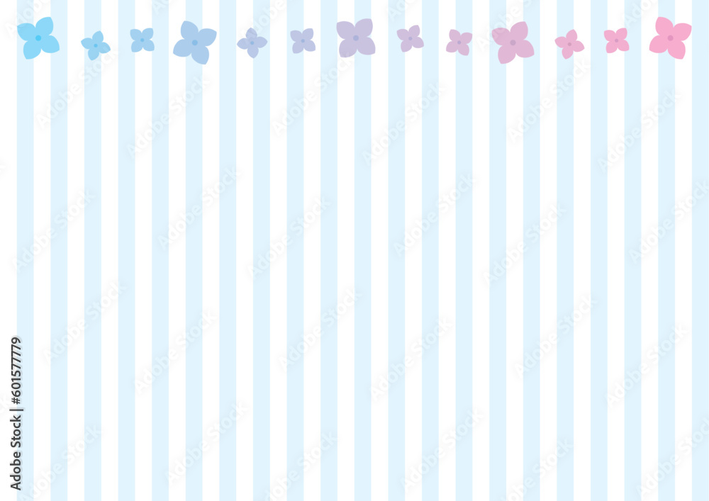 グラデーションのある紫陽花のライン、背景ストライプ