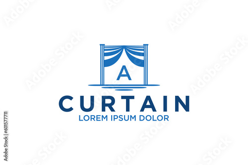 Curtain logo design icon symbol furniture window cover house home decoration
