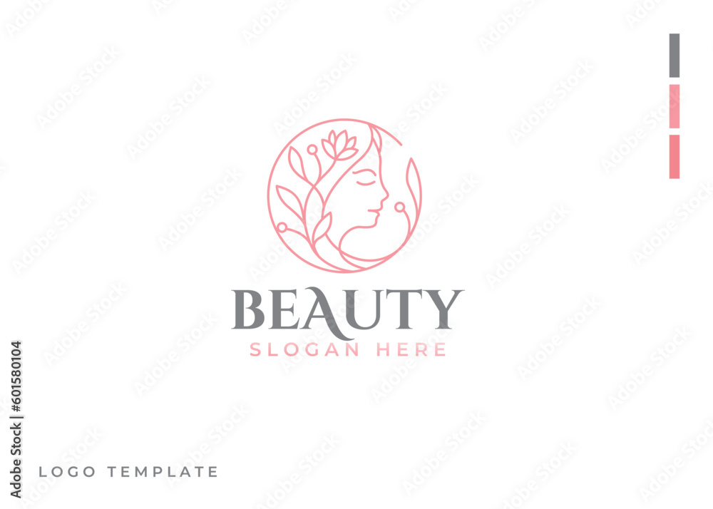 beauty salon spa woman with flower logo design