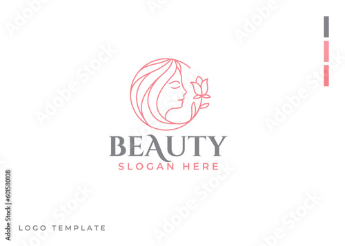 beauty salon spa woman with flower logo design