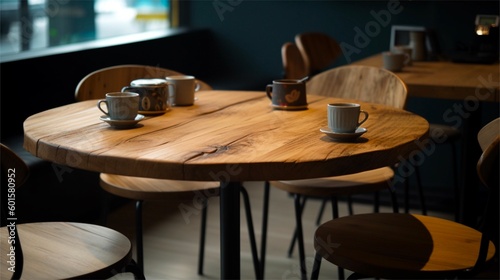table and chairs in cafe