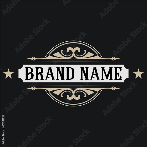 luxury logo design. with the concept of decorative ornaments, it is very suitable for jewelry, boutiques, shop signboards, handiman and others photo