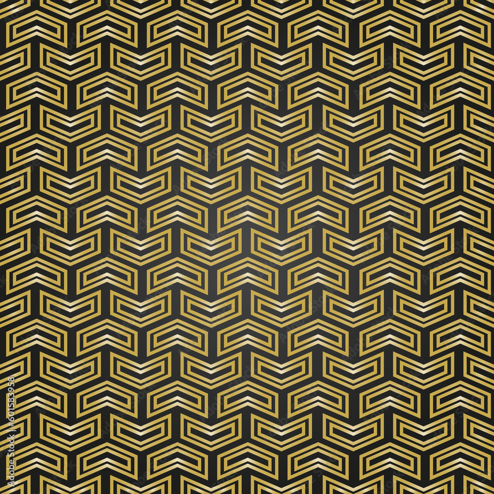 Geometric pattern with golden arrows. Geometric modern golden ornament. Seamless abstract background Geometric pattern with golden arrows. Geometric modern golden ornament. Seamless abstract background