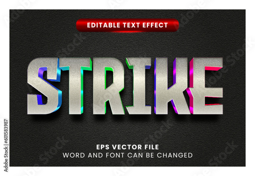 metallic strike 3d vector text effect