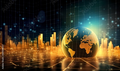 World business graph or stock market chart in graphic concept suitable for financial investment. generative AI