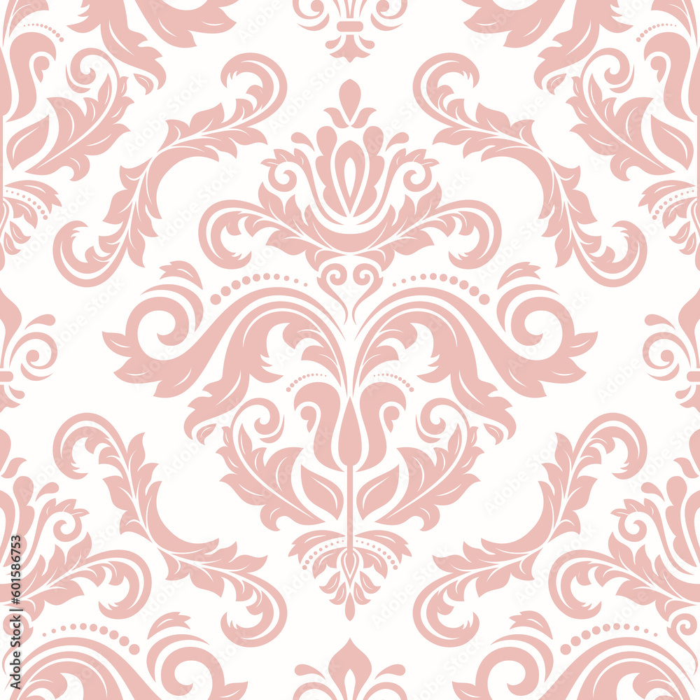 Classic seamless pattern. Damask orient pink ornament. Classic vintage background. Orient ornament for fabric, wallpaper and packaging