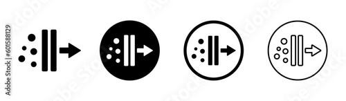 Micro clean air filtration vector icons set. Purification vector signs