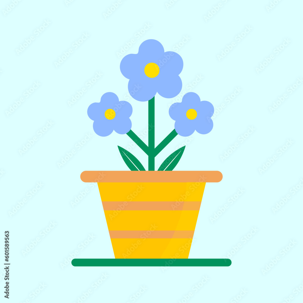 pretty houseplant with floral blue flower vector illustration