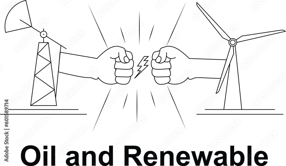 oil-vs-renewable-power-in-the-world-stock-vector-adobe-stock