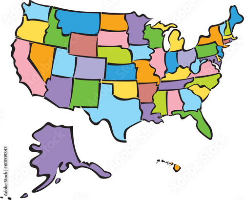 Cartoon Map of United States