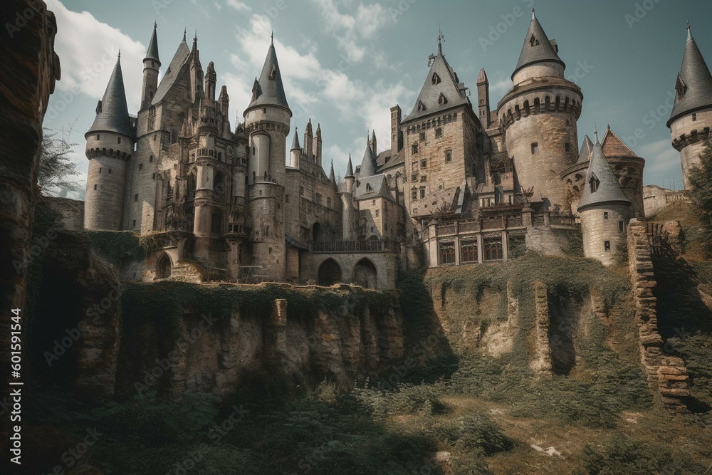 A famous wizarding school castle. Generative AI