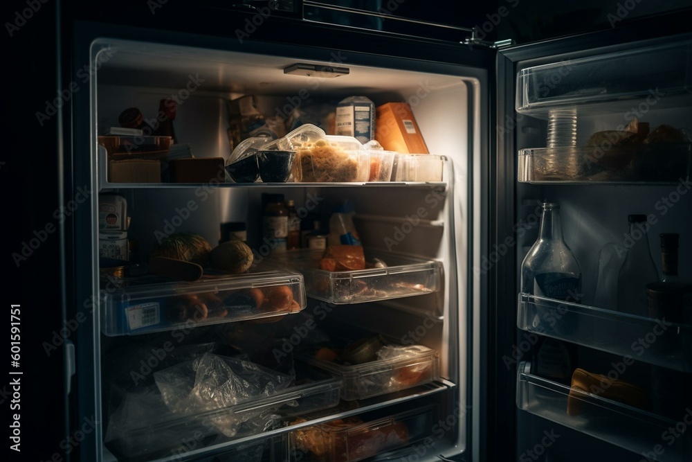 Effects of COVID lockdown in Europe: Empty fridge at home. Generative AI Effects of COVID lockdown in Europe: Empty fridge at home. Generative AI