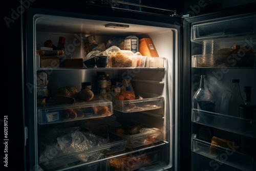 Effects of COVID lockdown in Europe: Empty fridge at home. Generative AI