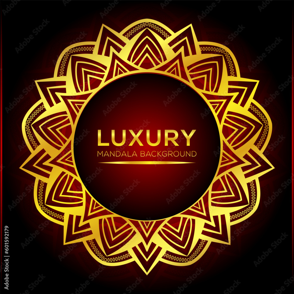 A red and black background with a gold mandala background A red and black background with a gold mandala background