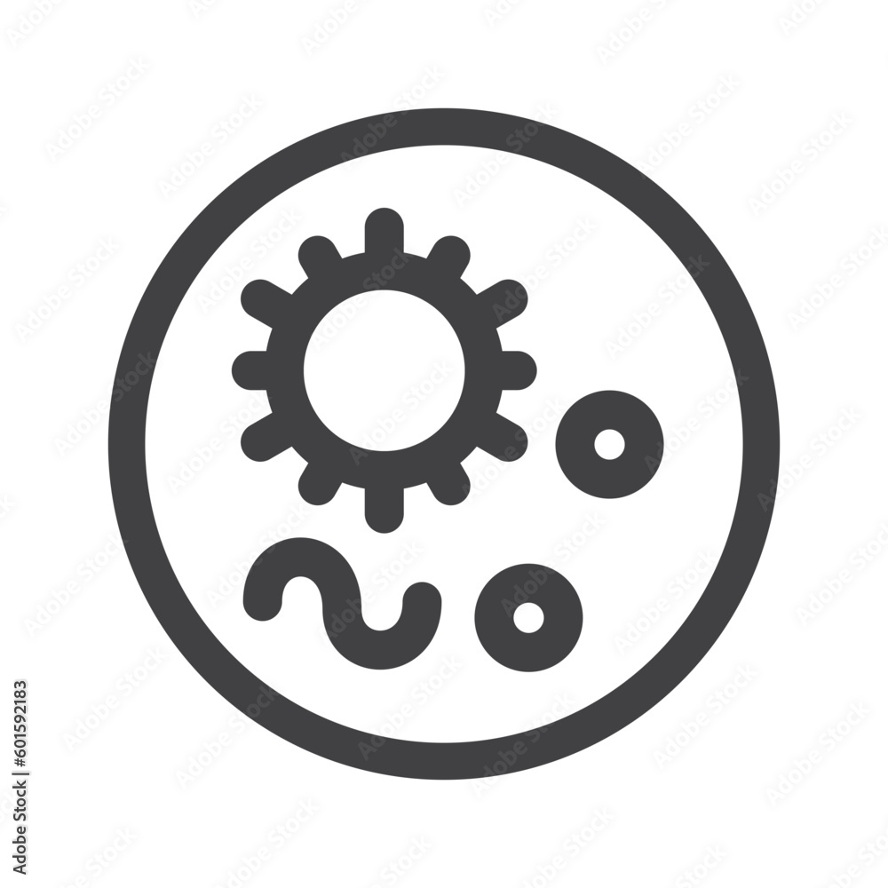 Virus bacteria, view of microscope, simple thin line icon Virus bacteria, view of microscope, simple thin line icon