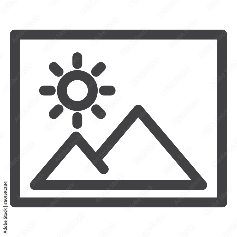 photo image landscape, simple thin line icon photo image landscape, simple thin line icon