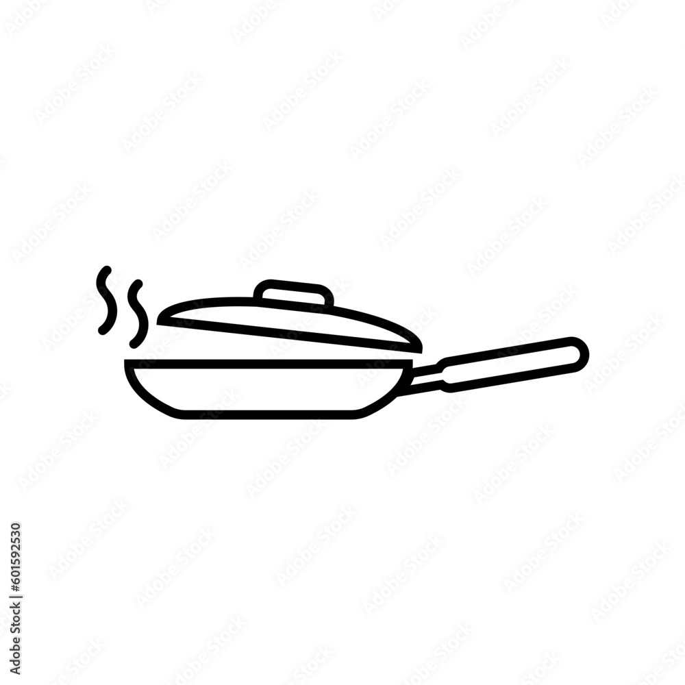 Frying pan line set icon, cooking food logo vector Frying pan line set icon, cooking food logo vector