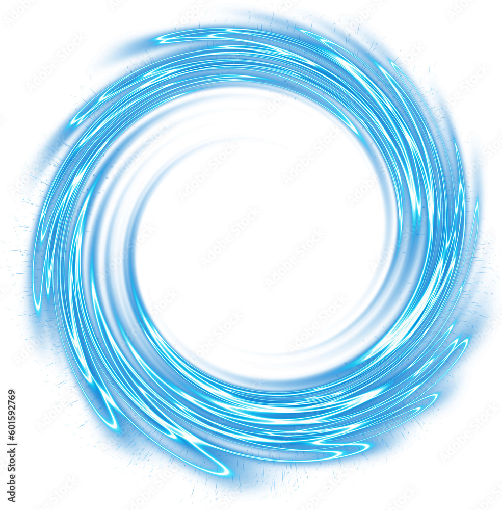 blue portal effect with lightning circle effect - obrazy, fototapety, plakaty 