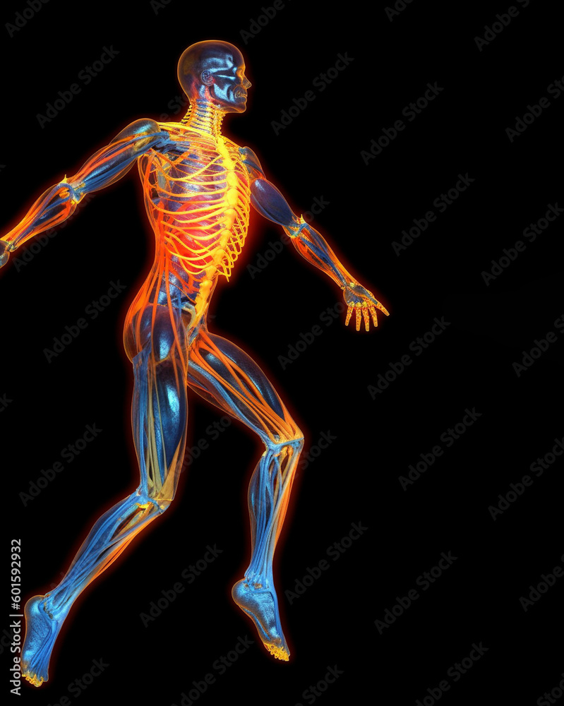 A human skeleton with the muscles
