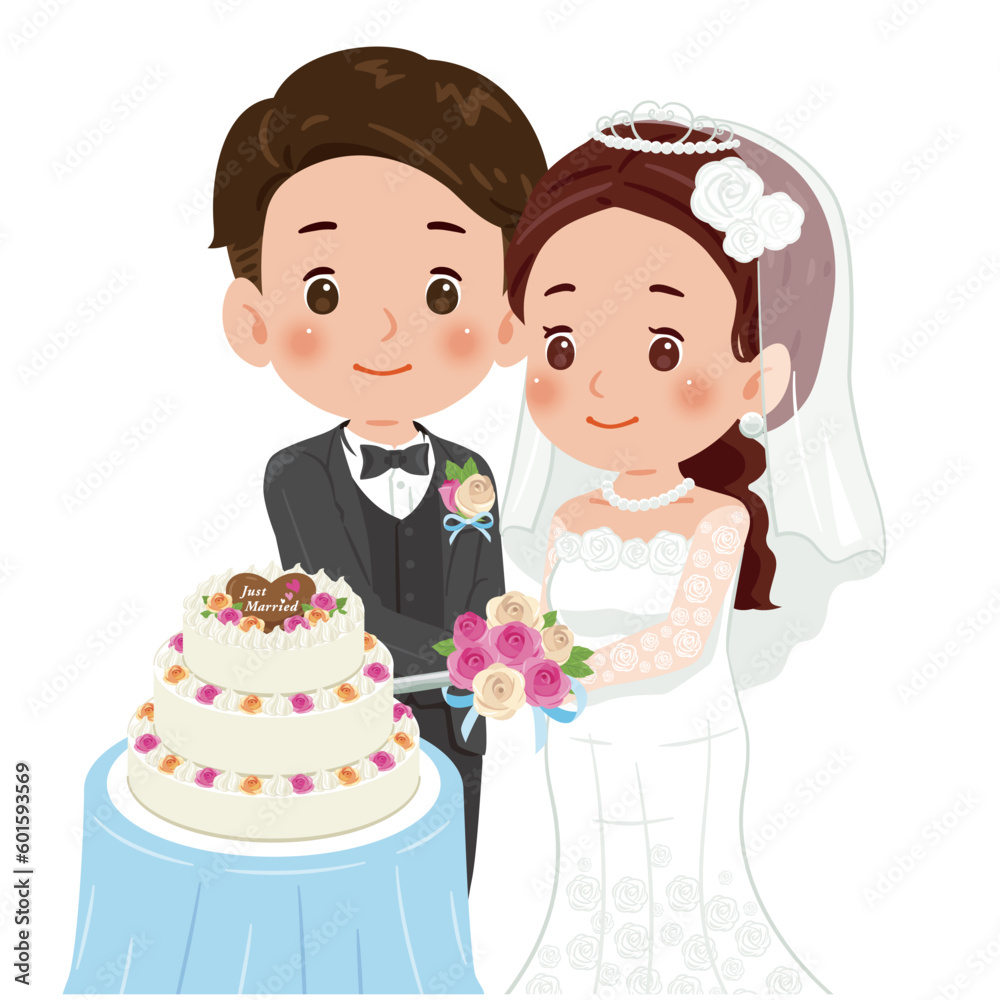 ケーキカット 男性と純白ドレスの女性2 ケーキカット 男性と純白ドレスの女性2