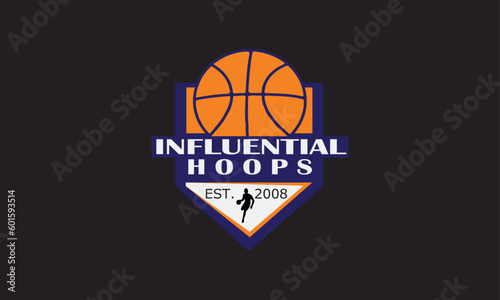 basketball hoop and ball logo design
