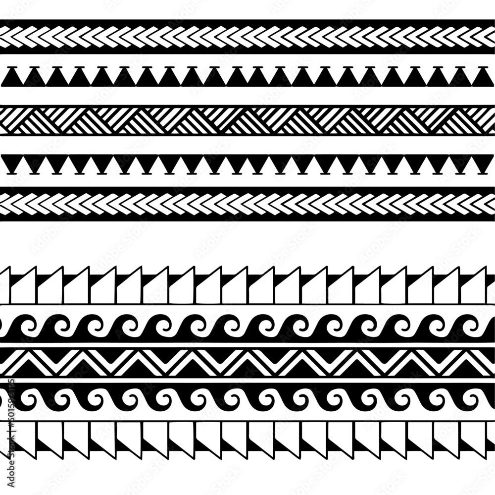 Polynesian armband tattoo stencil. Pattern samoan. Black and white
