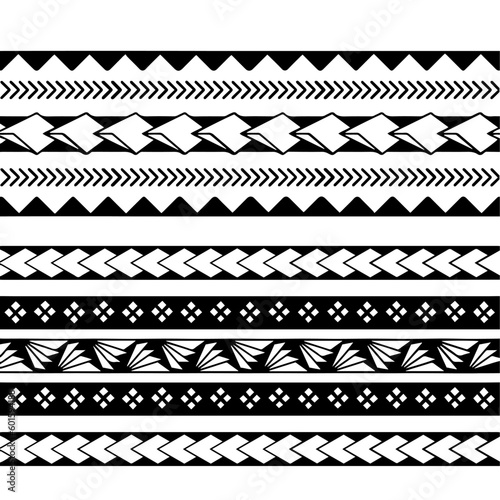 Polynesian armband tattoo stencil. Pattern samoan. Black and white texture. Vector illustration