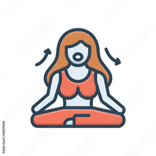 Color illustration icon for breathing 