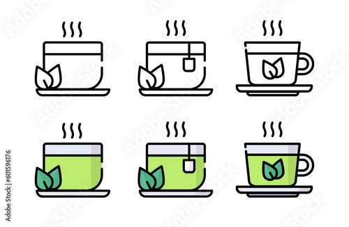 Tea Cup icon green tea, healthy, herbal for app web logo banner poster icon - Vector File