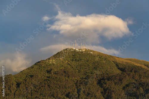 Antenna mountain peak at sunrise, Pichincha Volcano, Quito, Pichincha province, Ecuador.