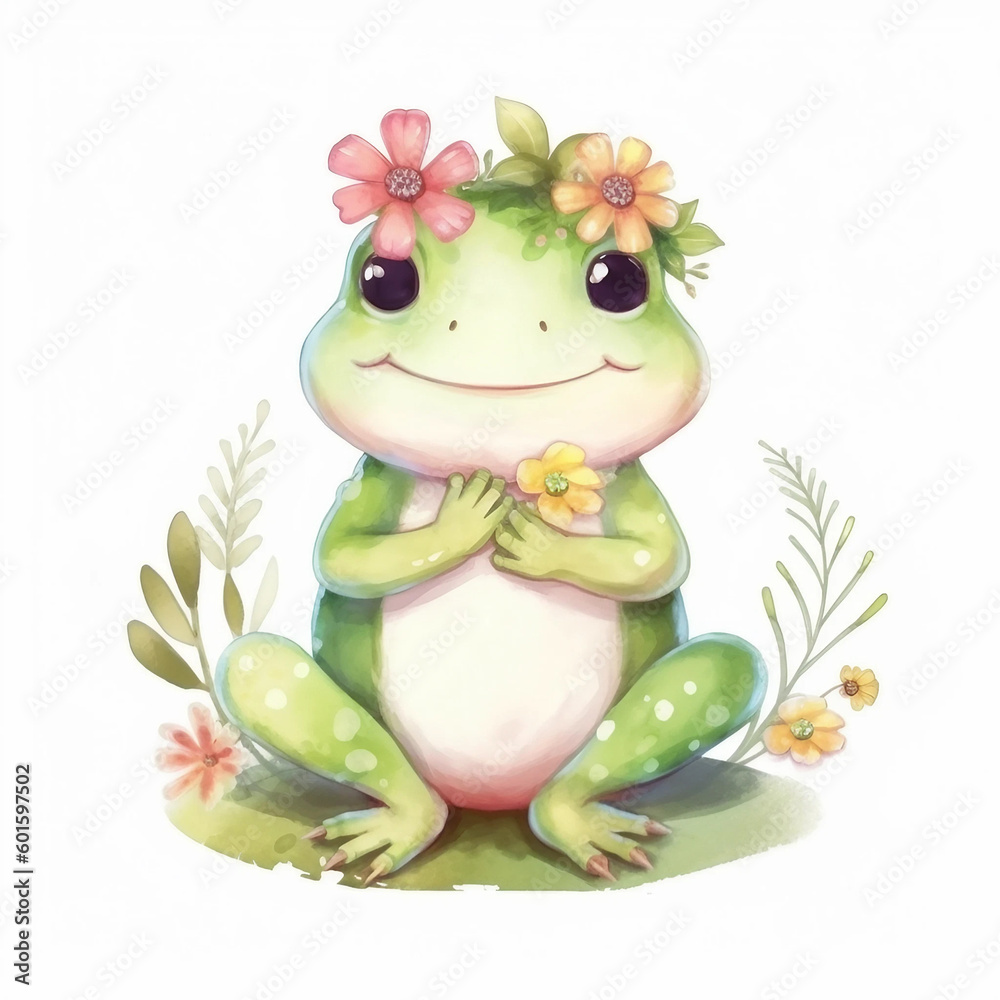 水彩タッチイラスト カエル 水彩タッチイラスト カエル